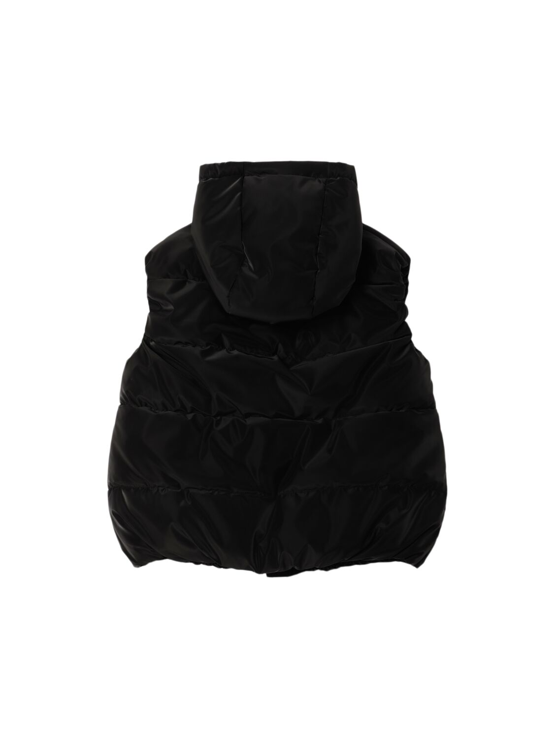 Shop Karl Lagerfeld Hooded Satin Puffer Vest In Black
