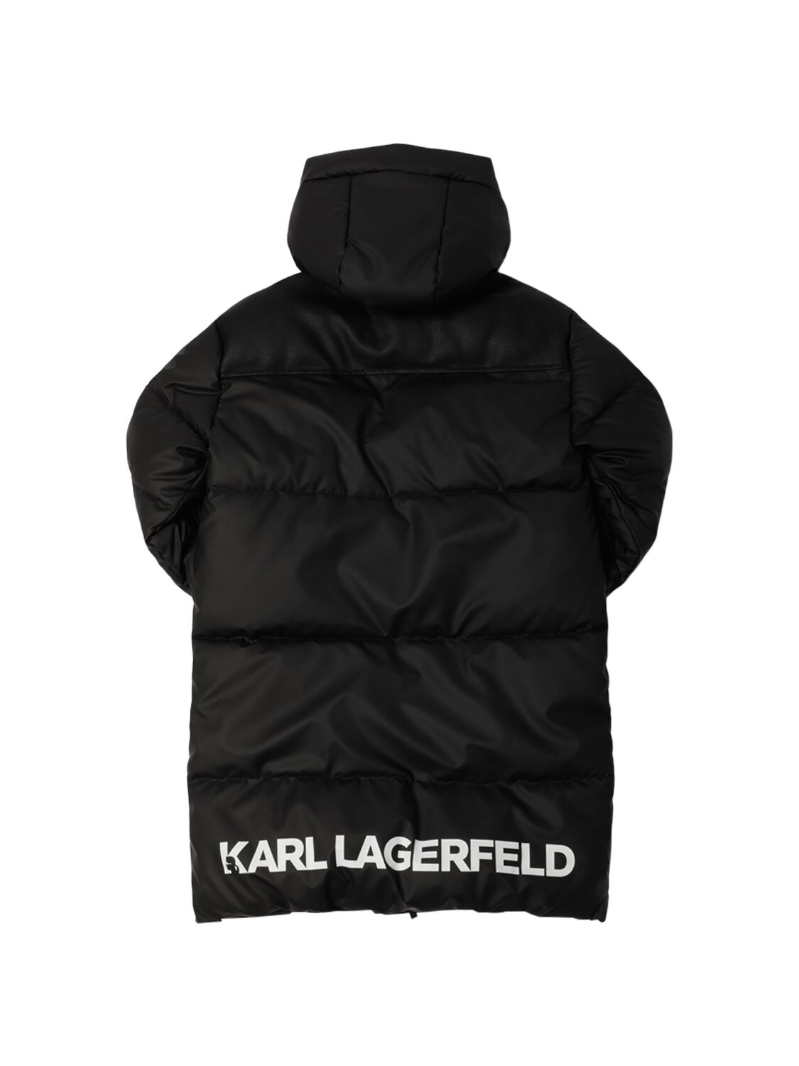 Shop Karl Lagerfeld Hooded Nylon Puffer Parka In Black