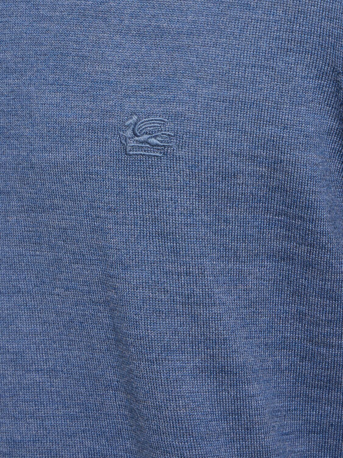 Shop Etro Crewneck Knit Sweater In Light Blue