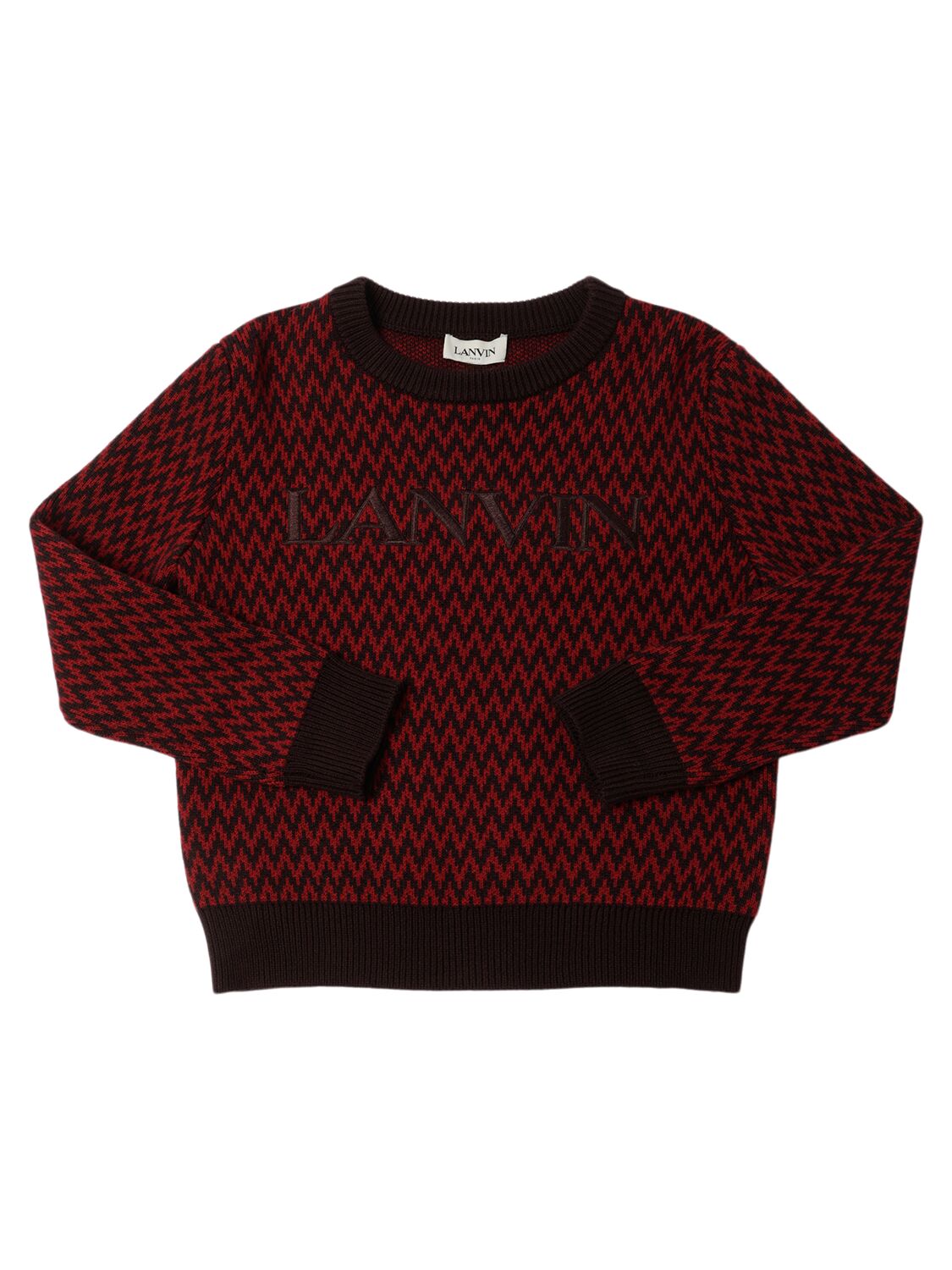 Lanvin Cotton & Wool Knit Sweater In Red/brown