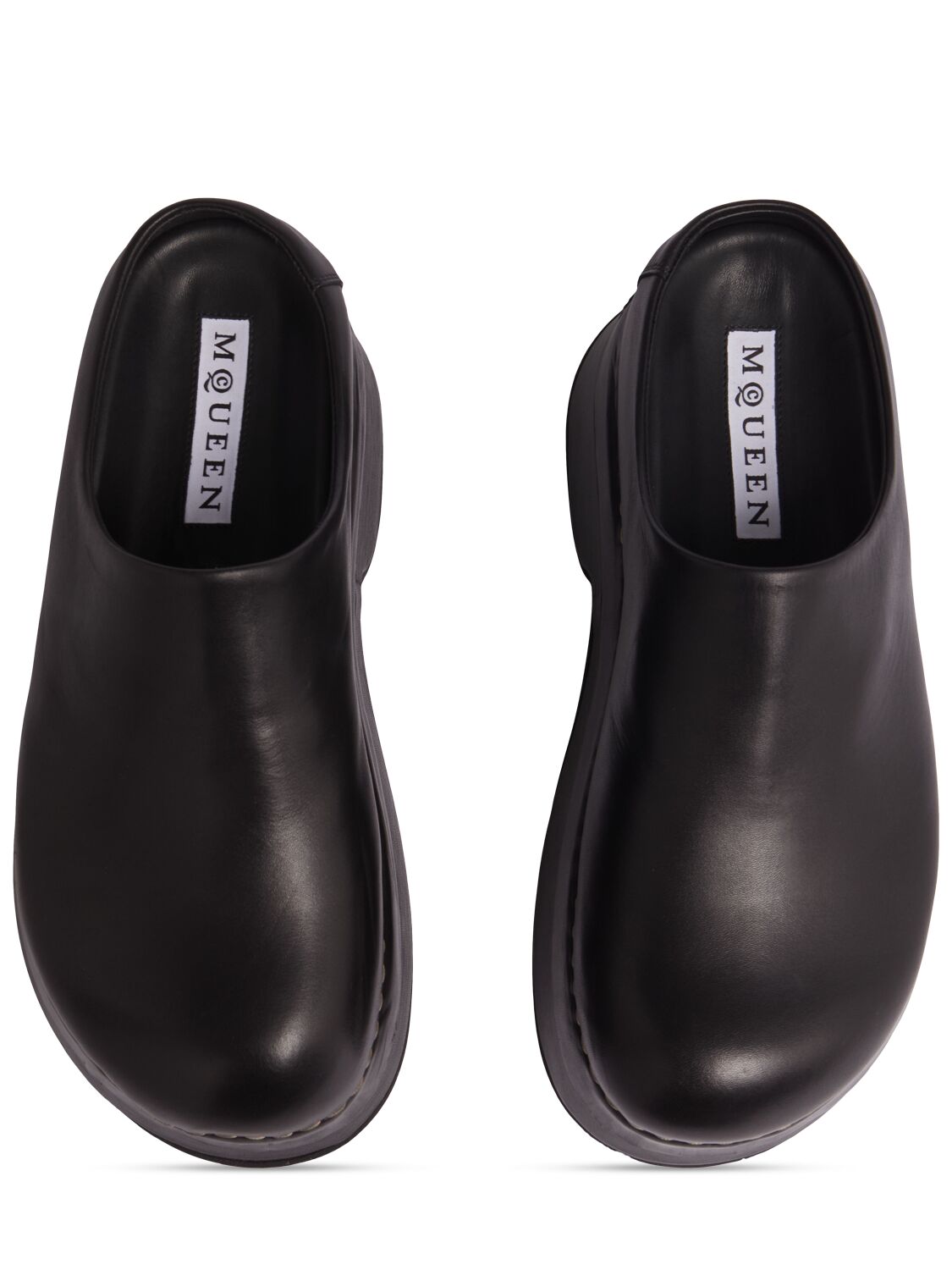 Shop Alexander Mcqueen 50mm Leather Platform Mules In Black