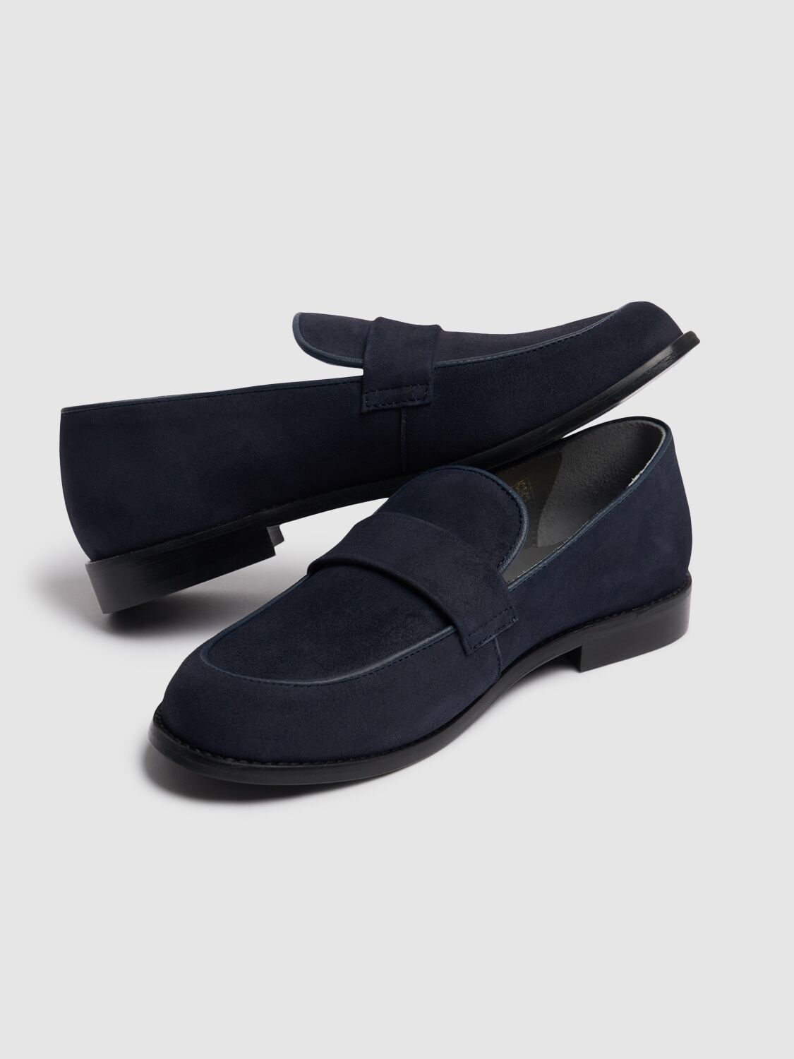 Shop Bonpoint Leather Loafers In Dark Blue