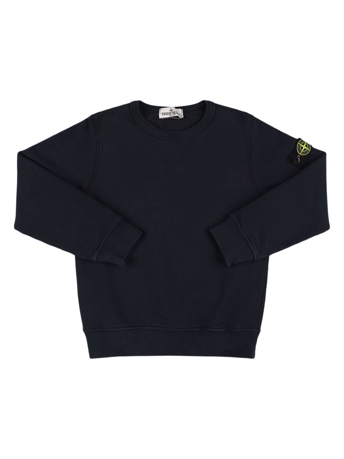 Stone Island Junior Organic Cotton Hooded Sweatshirt In Navy