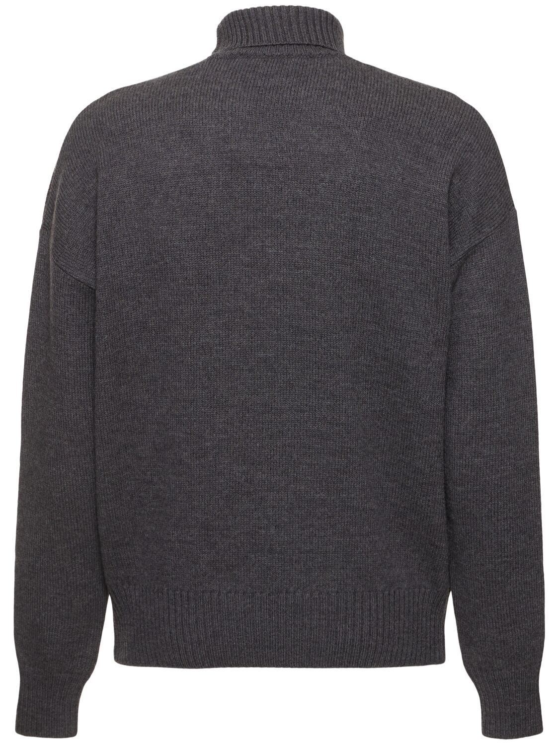 Shop Ami Alexandre Mattiussi Adc Funnel Neck Wool Sweater In Grey/red