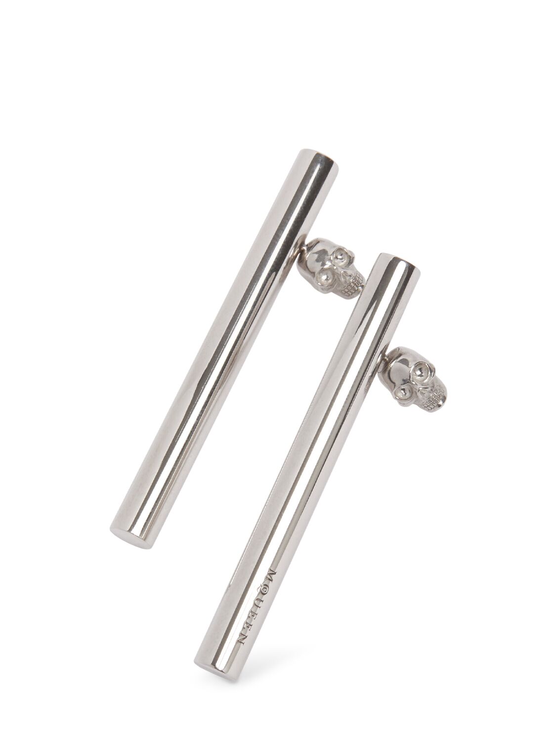 Shop Alexander Mcqueen Cross Bar Brass Earrings In Silver