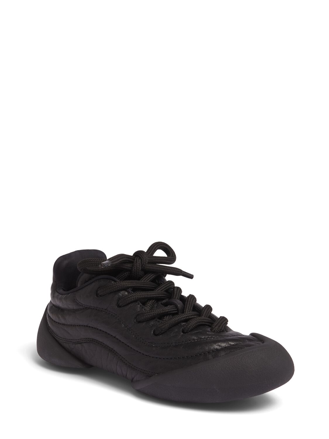 Shop Alexander Mcqueen 30mm Flexion Leather Sneakers In Black