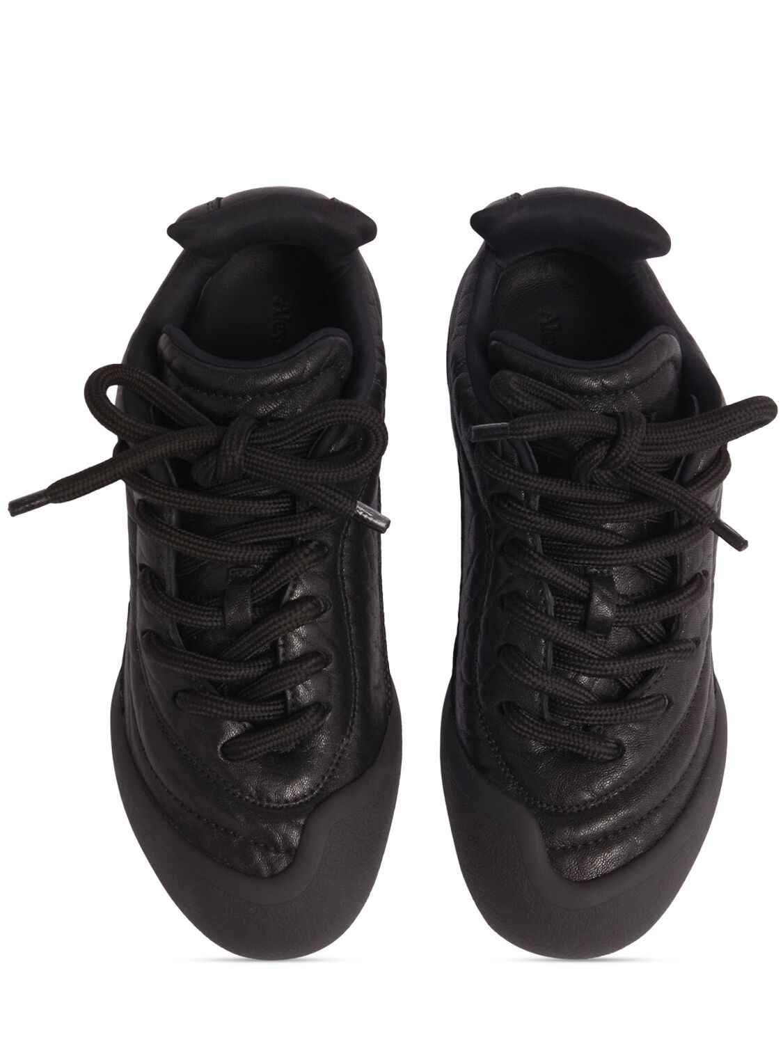 Shop Alexander Mcqueen 30mm Flexion Leather Sneakers In Black