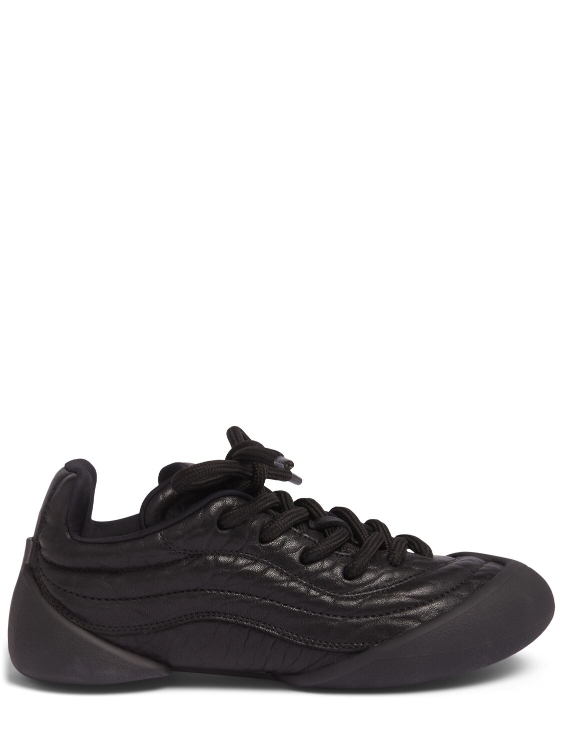 Shop Alexander Mcqueen 30mm Flexion Leather Sneakers In Black