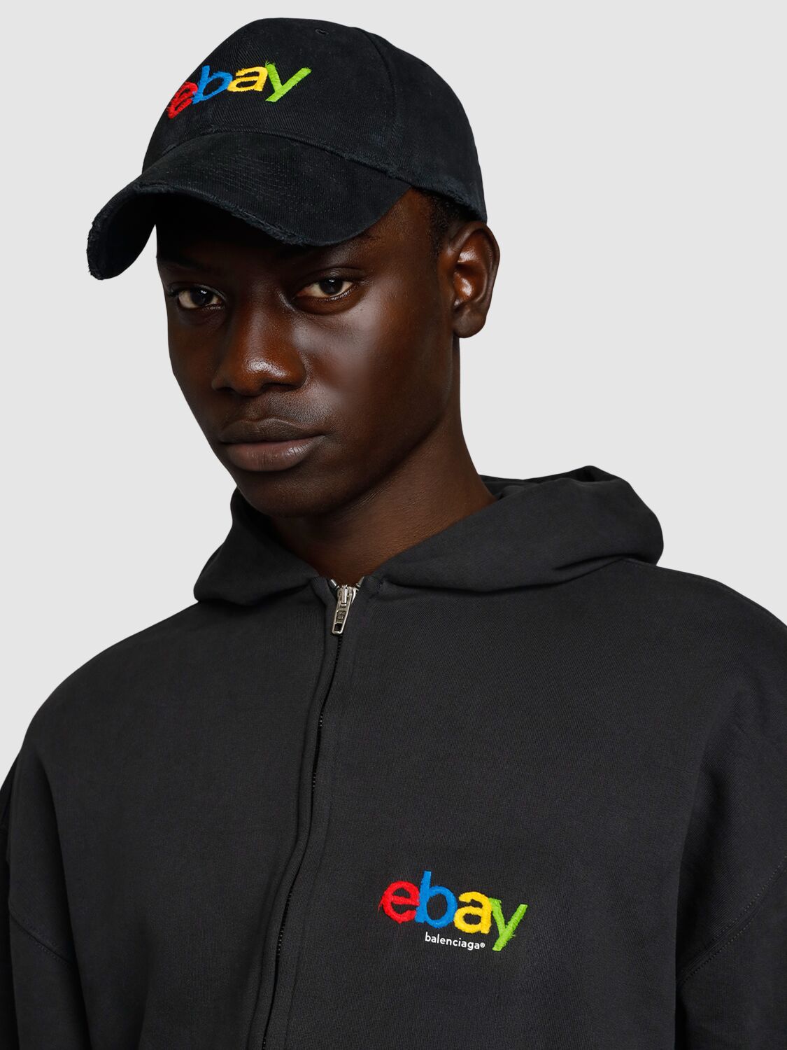 Shop Balenciaga Ebay Cotton Cap In Black