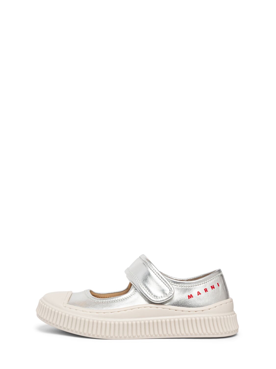 Marni Junior Leather Ballerinas In Silver