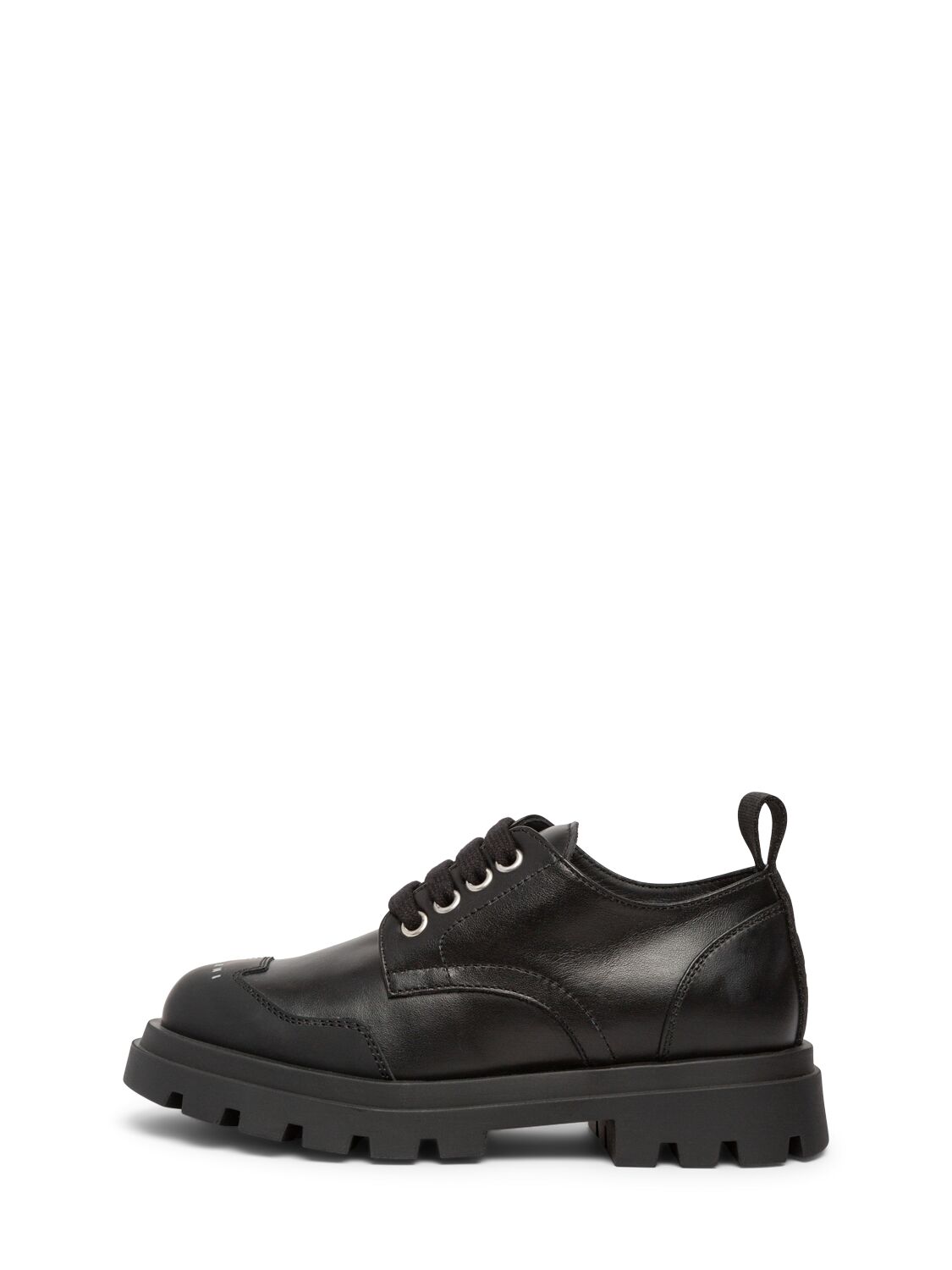 Marni Junior Leather Lace-up Shoes In Black