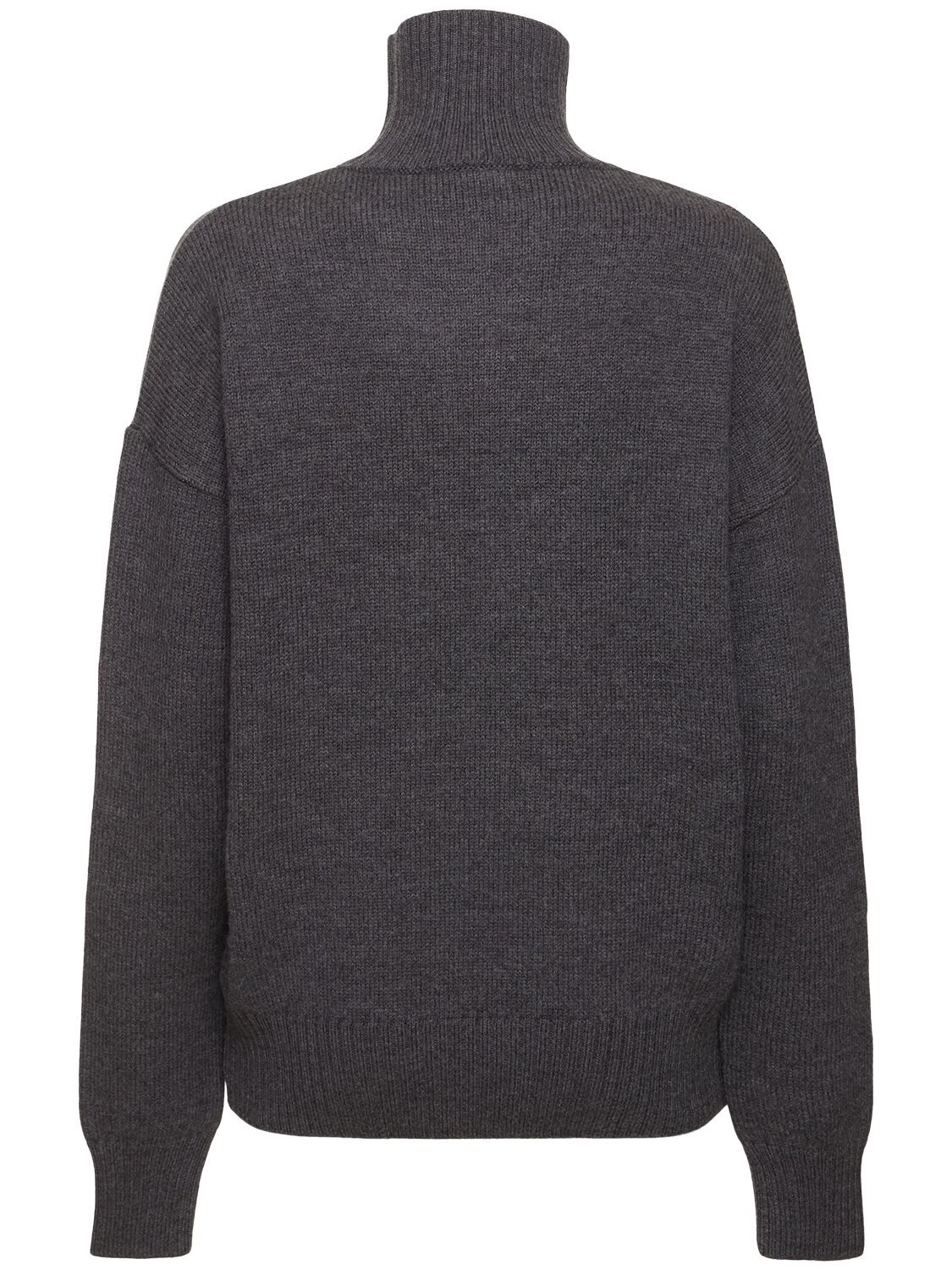 Shop Ami Alexandre Mattiussi Logo Felted Wool Turtleneck Sweater In Grey/red