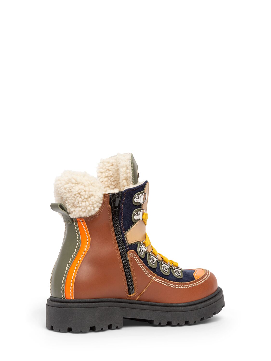 Shop Dsquared2 Sheep & Leather Snow Boots In Brown/multi