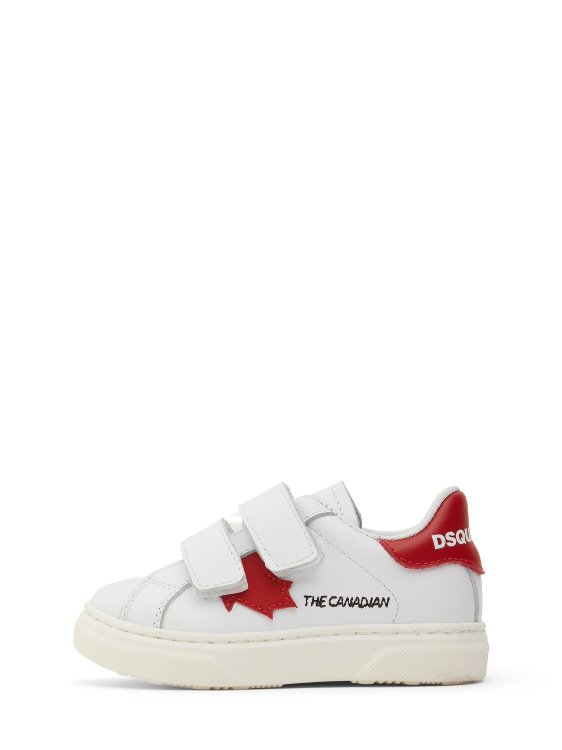 Dsquared2 Printed Leather Strap Trainers In White/red