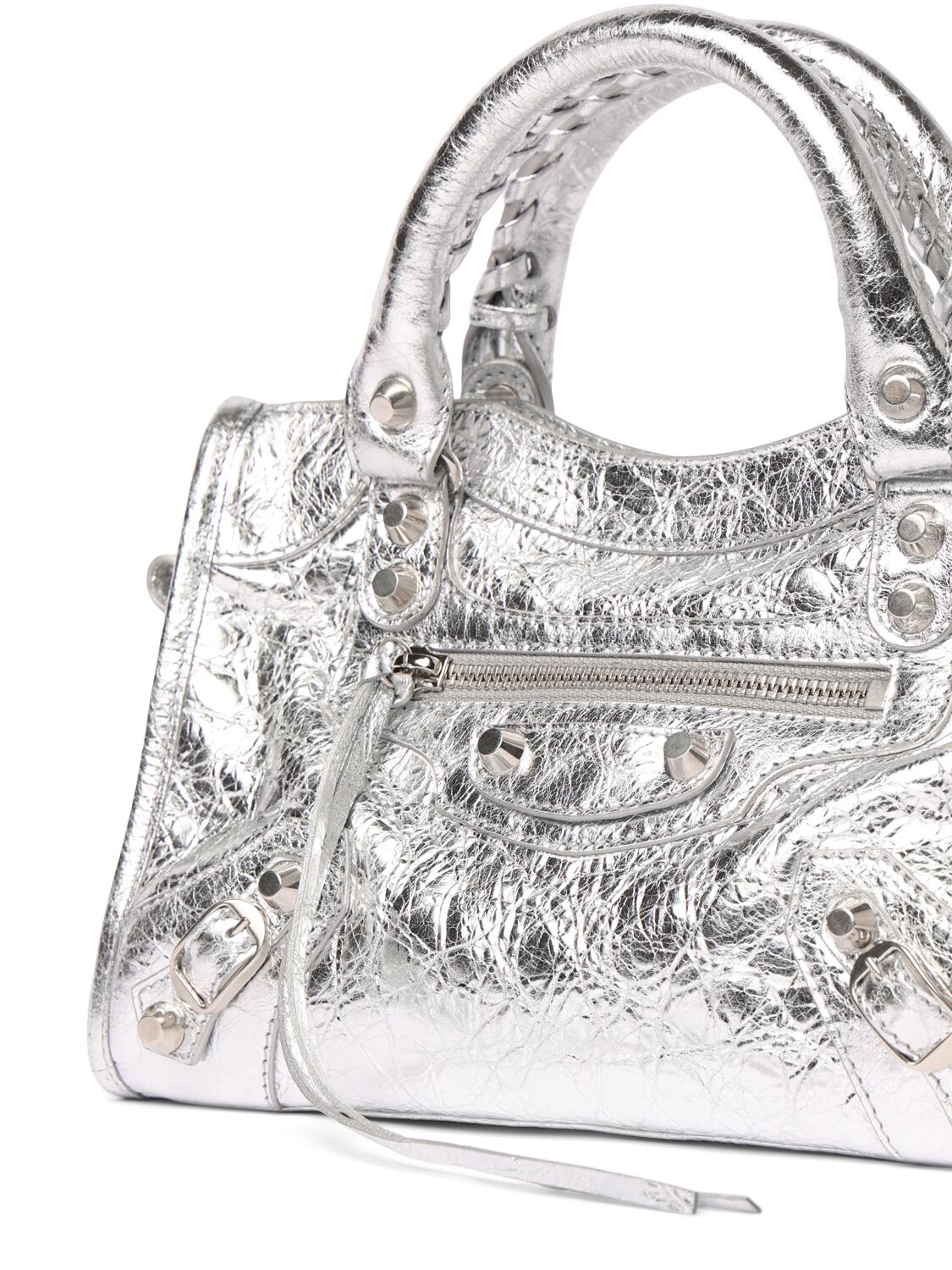 Shop Balenciaga Mini Le City Arena Lamb Bag In Silver