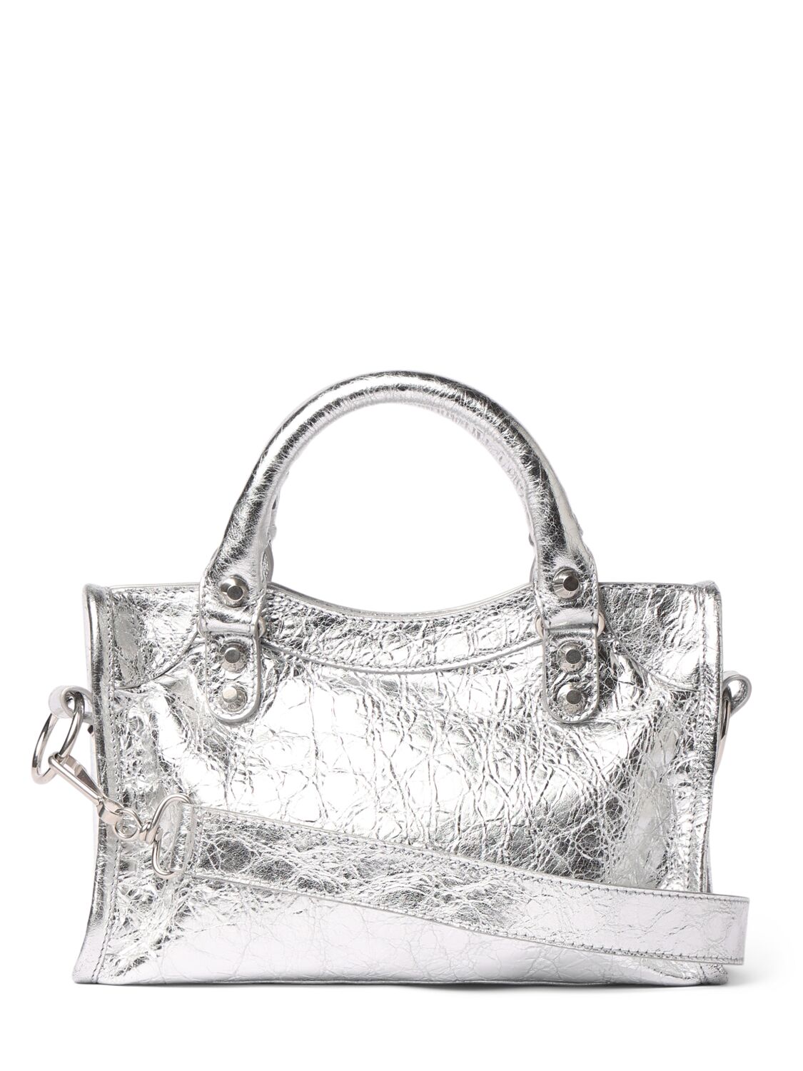 Shop Balenciaga Mini Le City Arena Lamb Bag In Silver