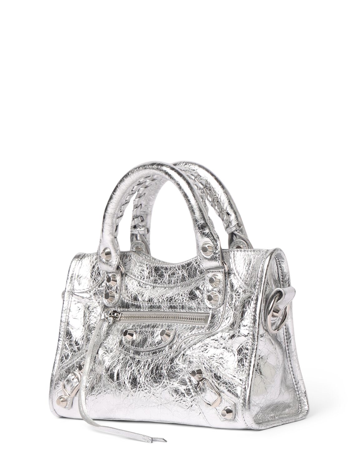 Shop Balenciaga Mini Le City Arena Lamb Bag In Silver