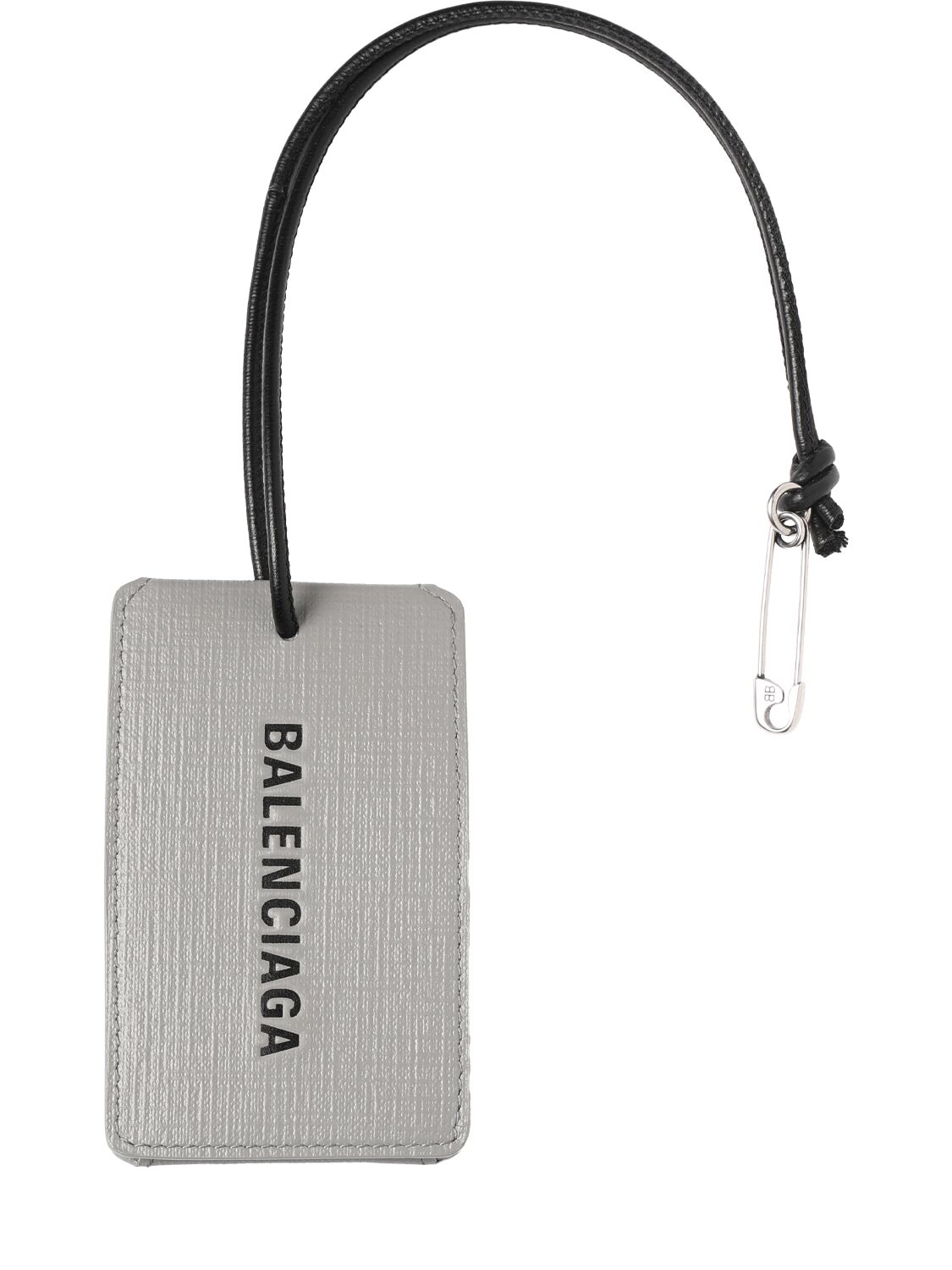 Leather Tag Key Holder In Grey black