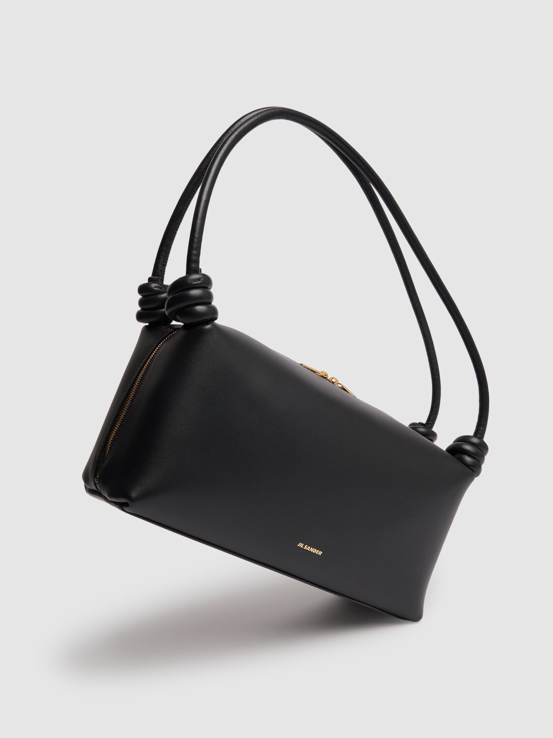 Shop Jil Sander Medium Giro Zip Smooth Leather Bag In Black