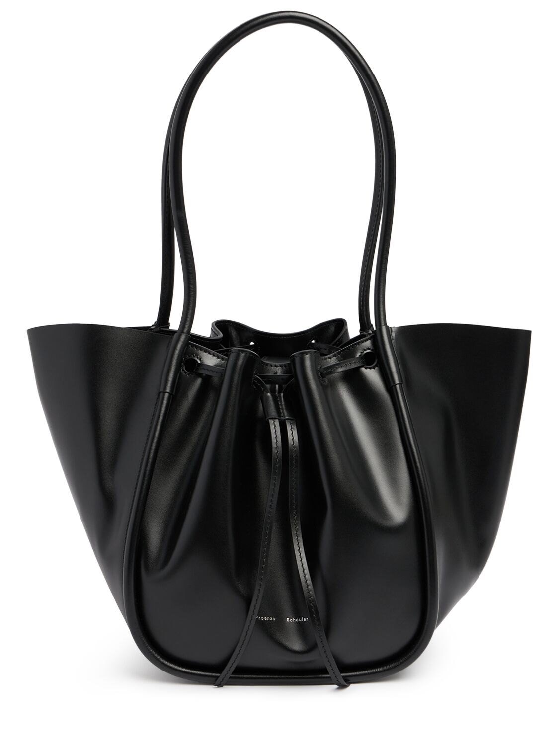 Proenza Schouler Black Ruched Large Leather Tote Bag In Black