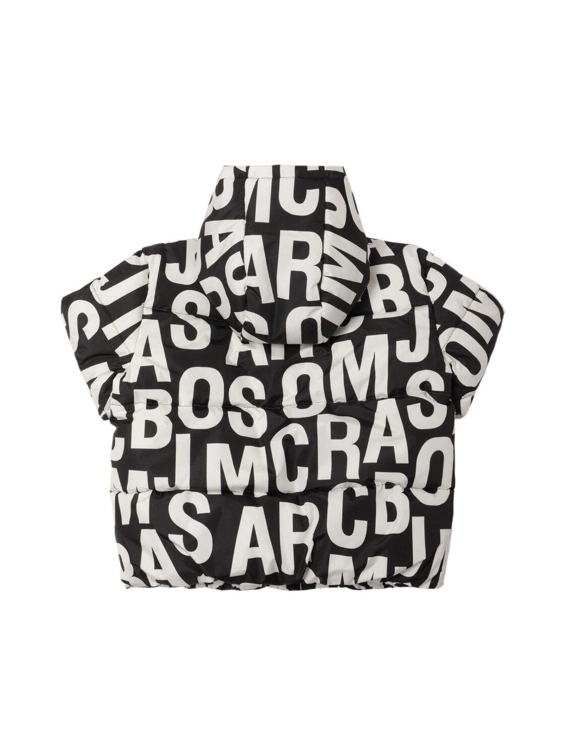 Shop Marc Jacobs Hooded Monogram Poly Down Jacket In White/black