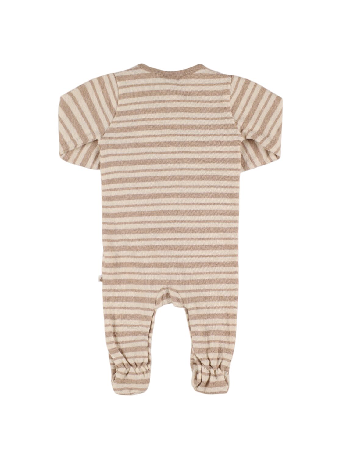 Shop Bonpoint Printed Cotton Romper In Beige/grey