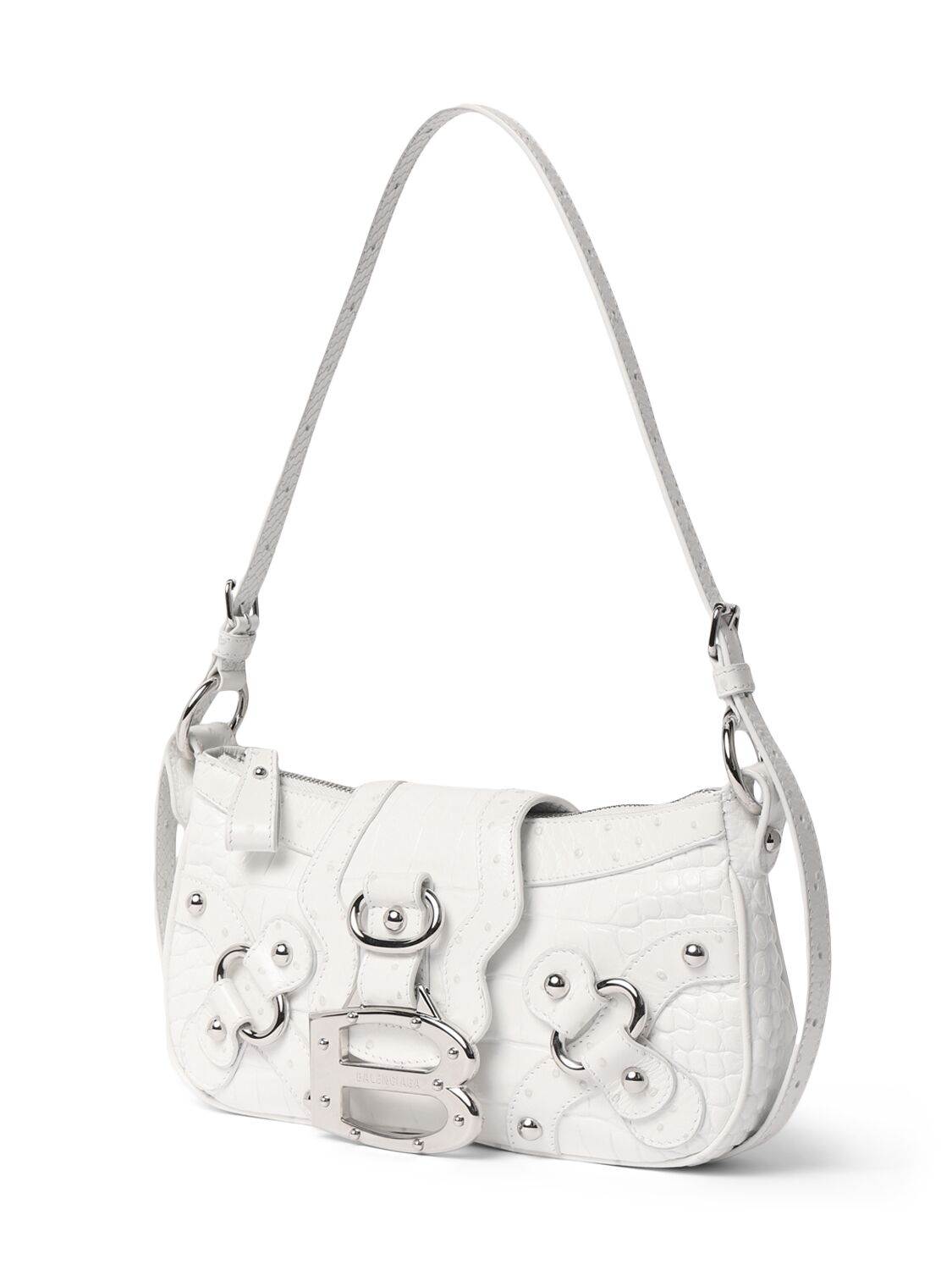 Shop Balenciaga Small Essex Leather Blend Shoulder Bag In Optic White