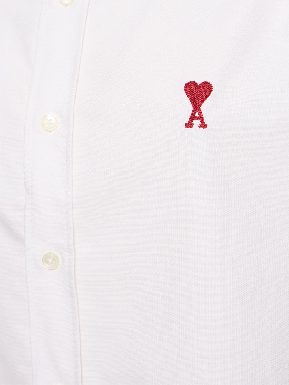 Ami Alexandre Mattiussi Embroidered Cotton Oxford Shirt In White
