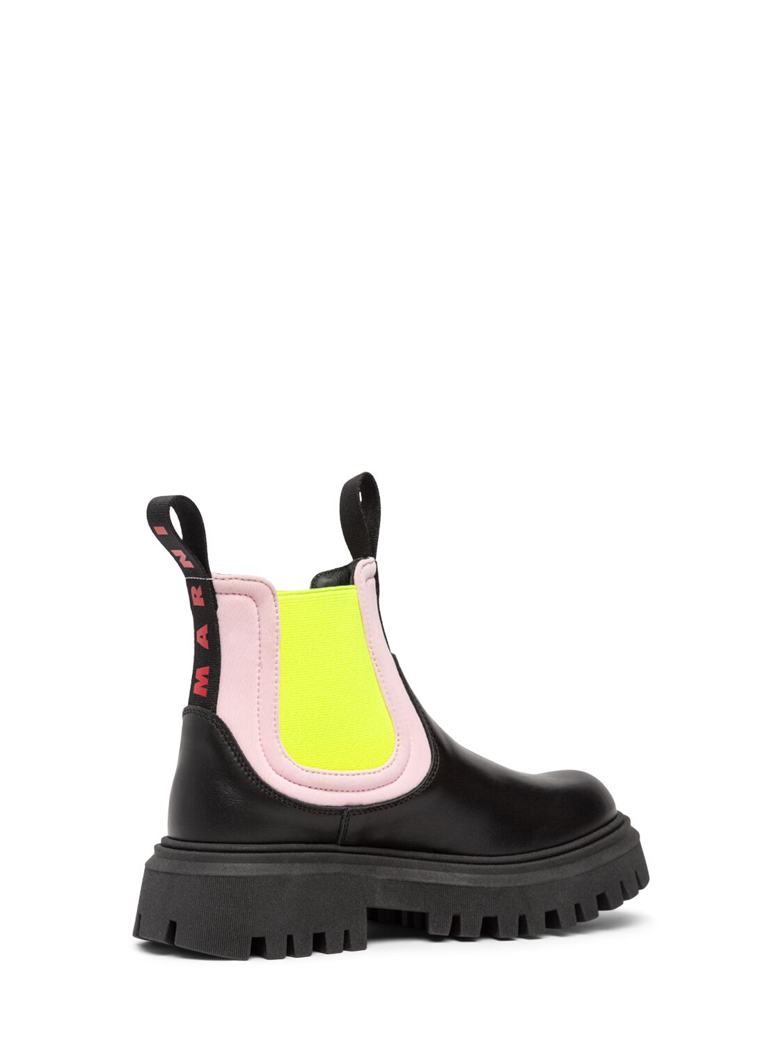 MARNI JUNIOR LEATHER & POLY BOOTS W/LOGO 