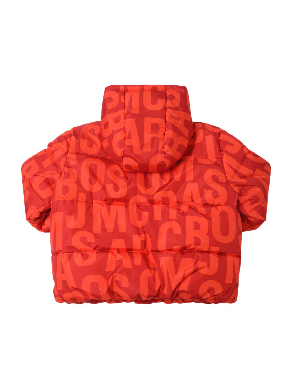 Shop Marc Jacobs Hooded Monogram Poly Down Jacket In Red/orange