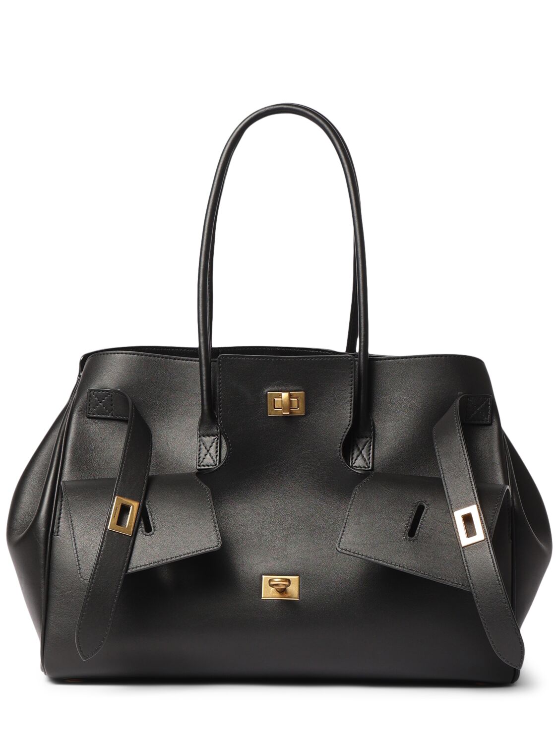 Shop Balenciaga Medium Bel Air Leather Tote Bag In Black