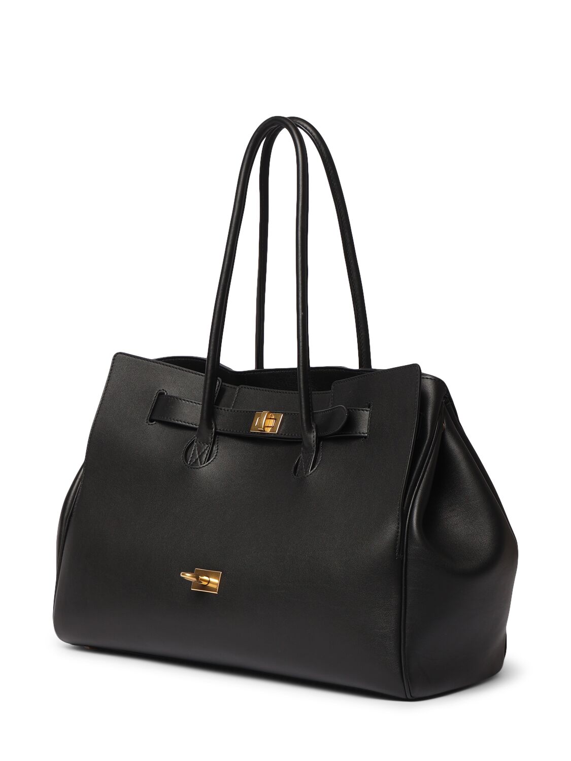 Shop Balenciaga Medium Bel Air Leather Tote Bag In Black