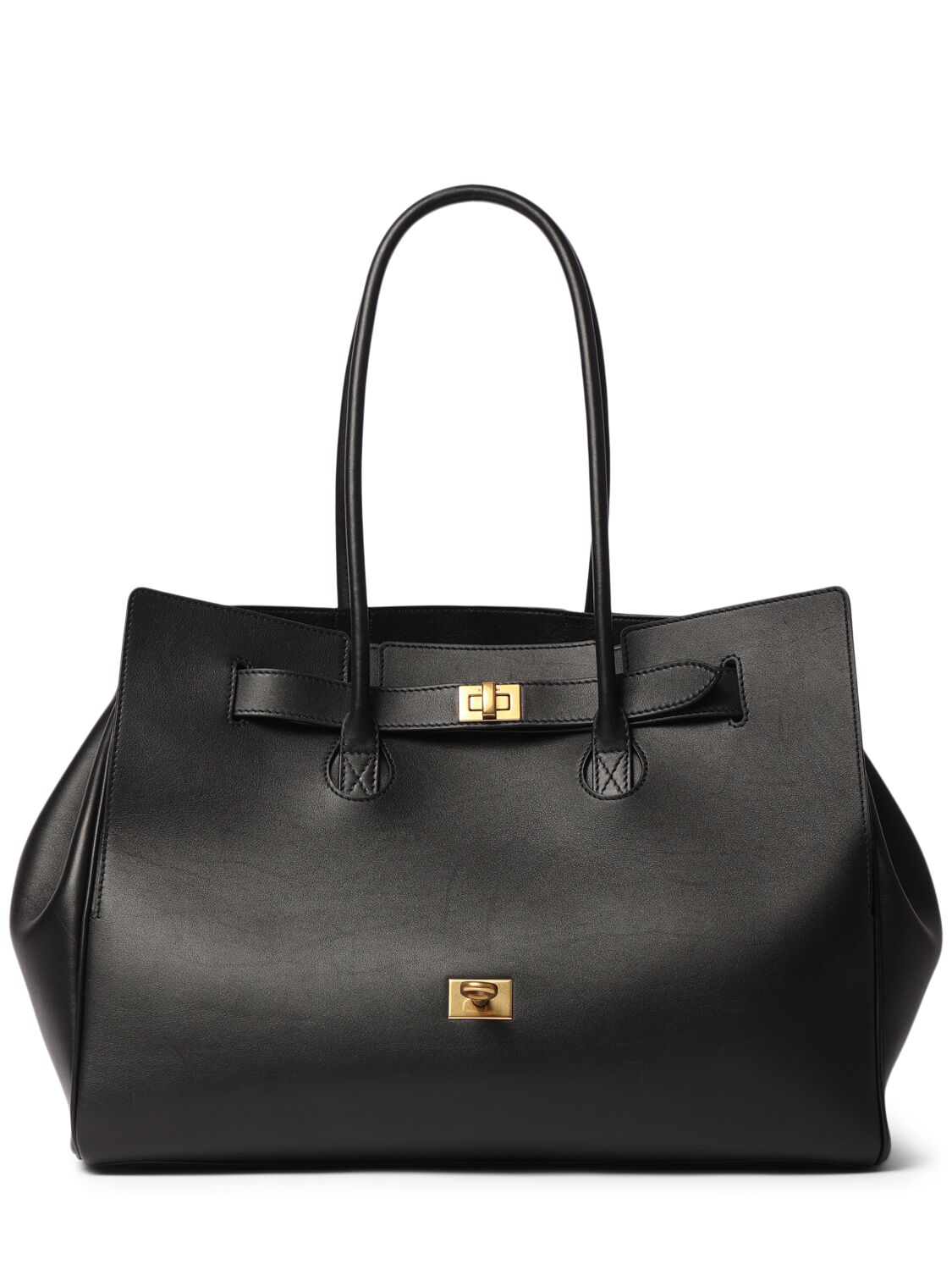 Shop Balenciaga Medium Bel Air Leather Tote Bag In Black