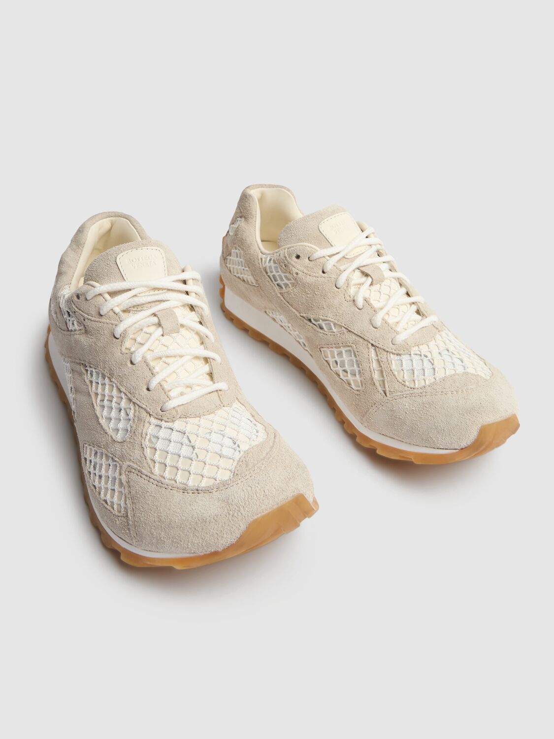 Shop Bottega Veneta 40mm Orbit Fishnet Sneakers In Sea Salt