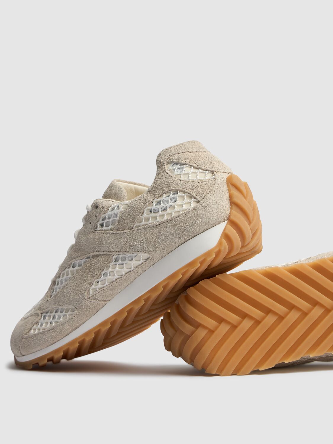 Shop Bottega Veneta 40mm Orbit Fishnet Sneakers In Sea Salt