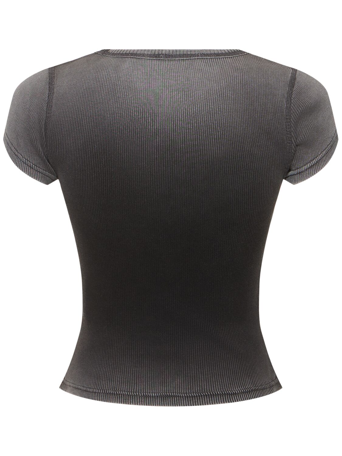 Shop Alexander Wang Embellished Fitted Cotton T-shirt In Grey