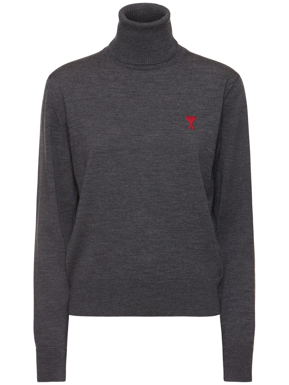 Ami Alexandre Mattiussi Wool Turtleneck Sweater In Gray