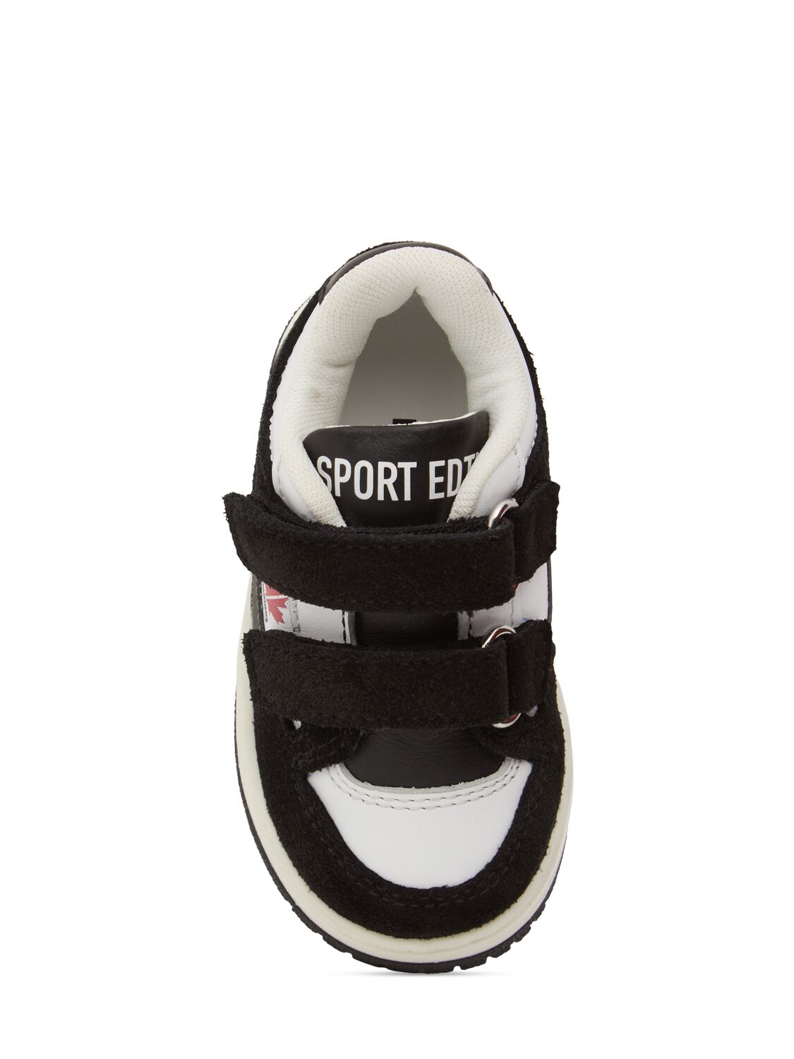 Shop Dsquared2 Printed Leather Strap Sneakers In White/black