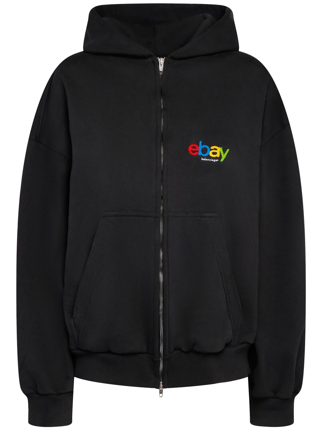 Balenciaga E-bay Zip-up Hoodie In Washed Black