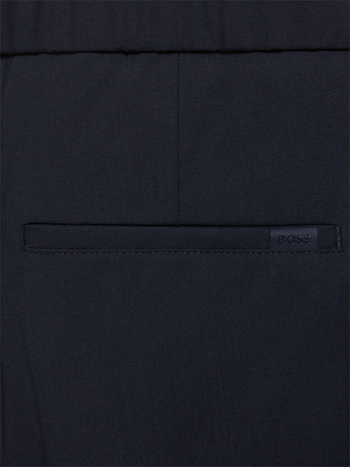 Shop Hugo Boss Prian Wool Blend Pants In Dark Blue