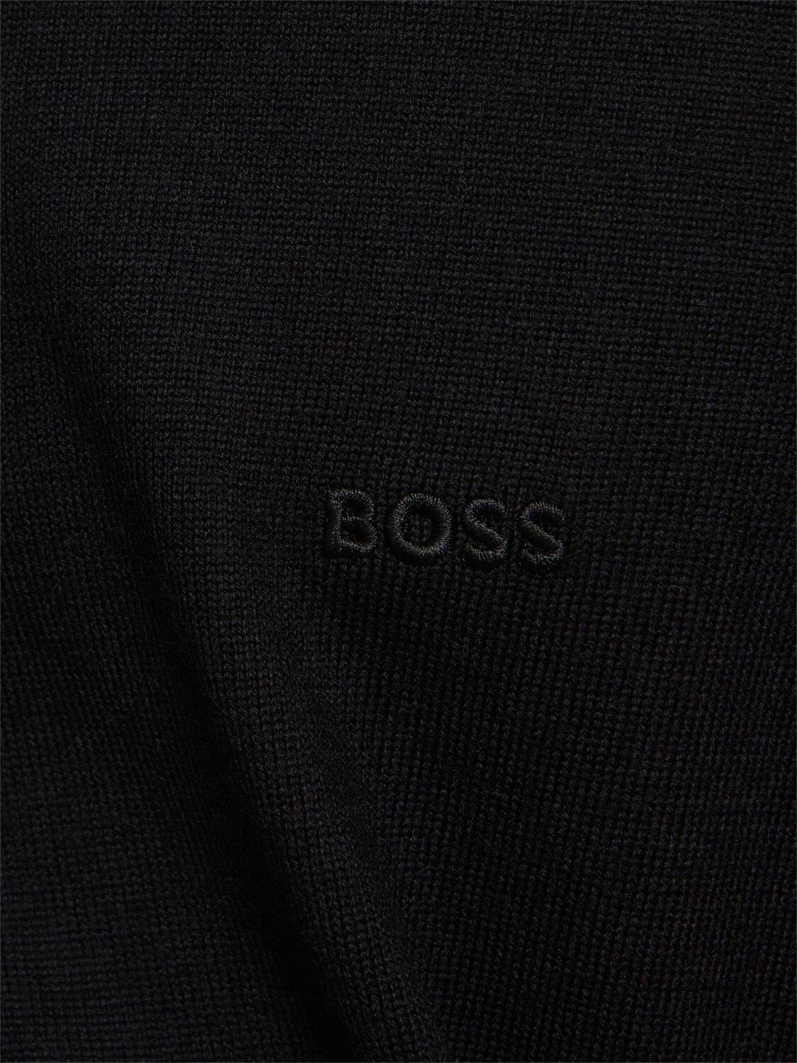 Shop Hugo Boss Botto Wool Knit Sweater In Black