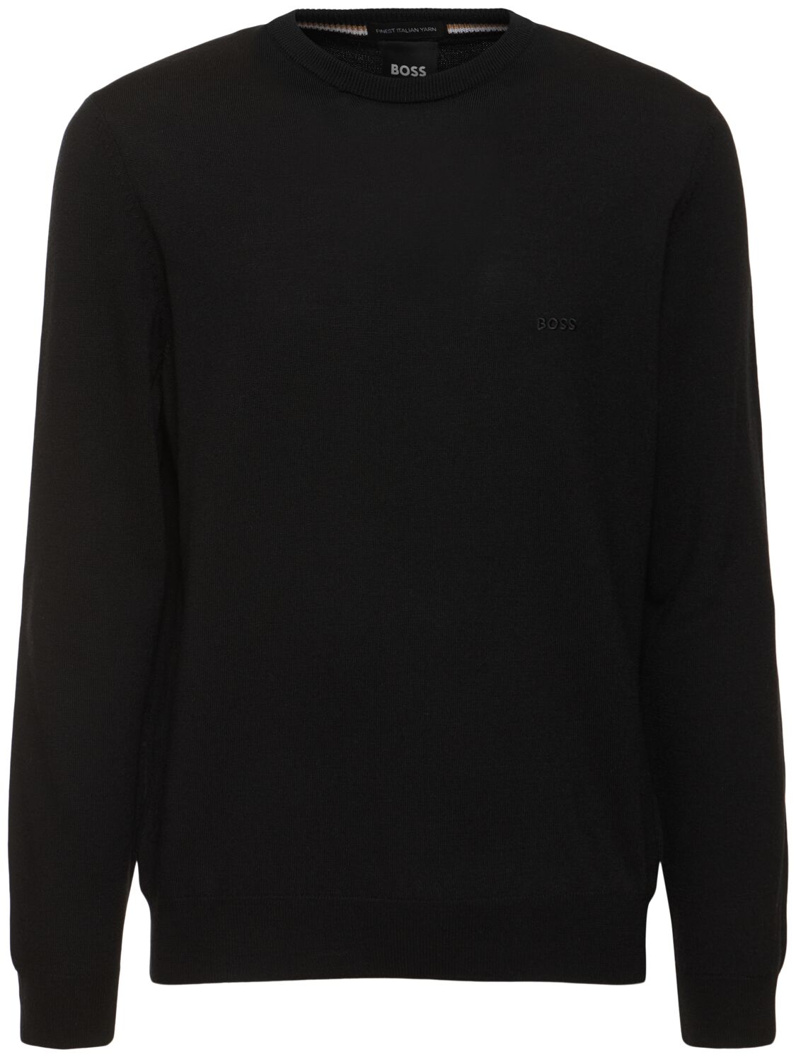 Shop Hugo Boss Botto Wool Knit Sweater In Black