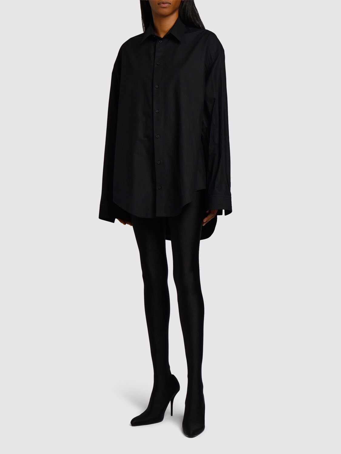 Shop Balenciaga Suspended Cotton Poplin Dress In Black