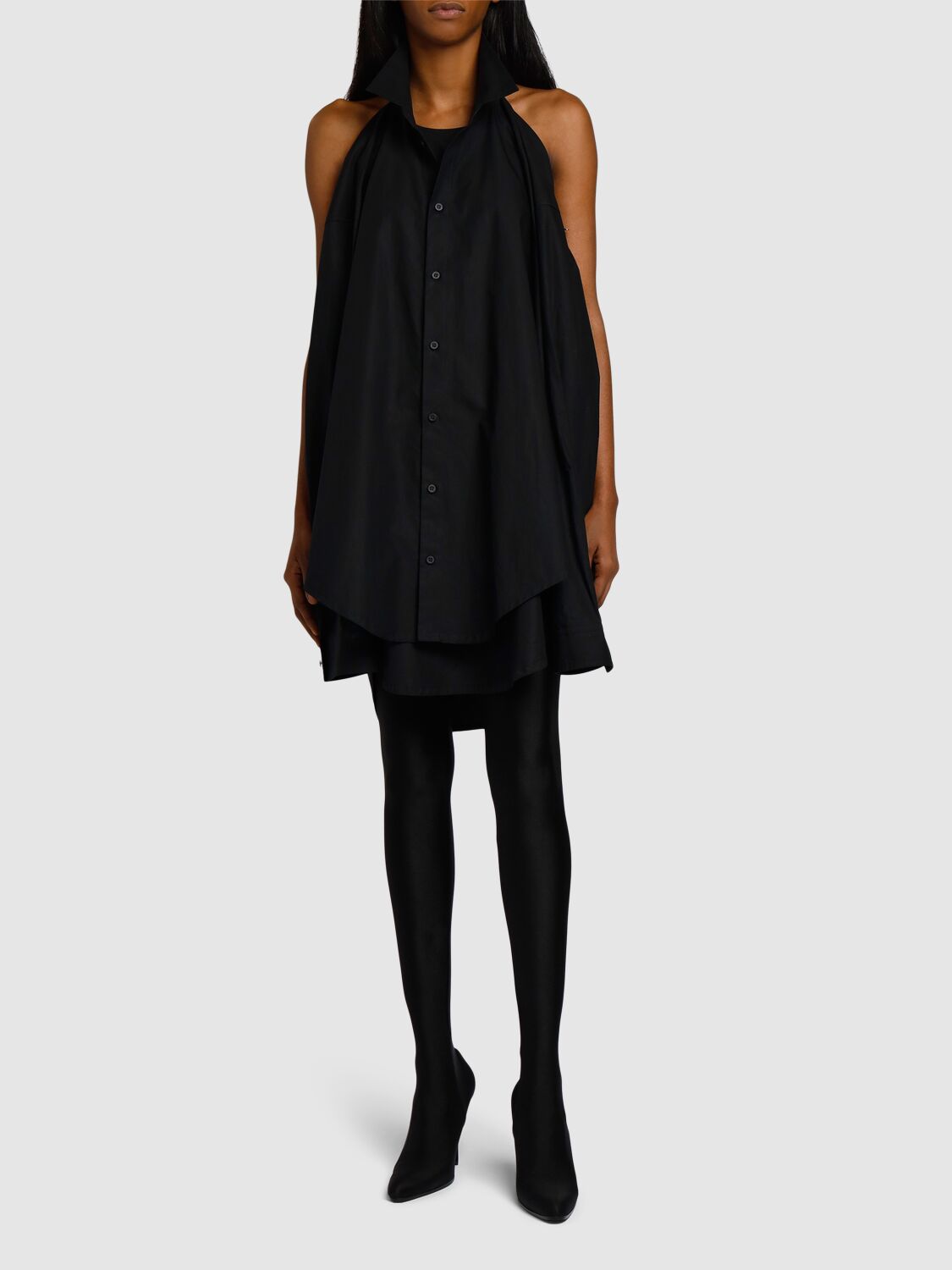 Shop Balenciaga Suspended Cotton Poplin Dress In Black