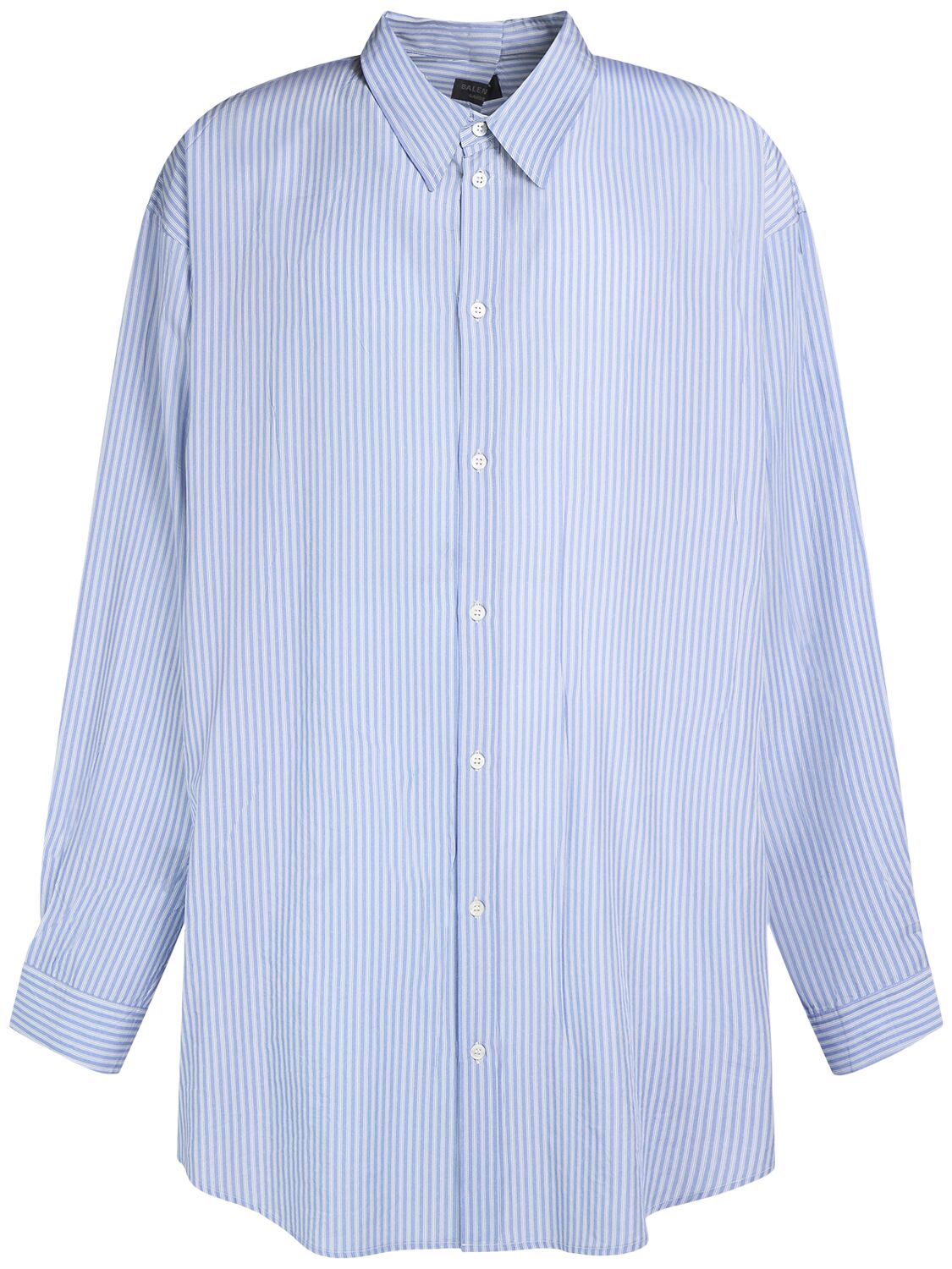 Shop Balenciaga Striped Fluid Poplin Shirt In Blue/white