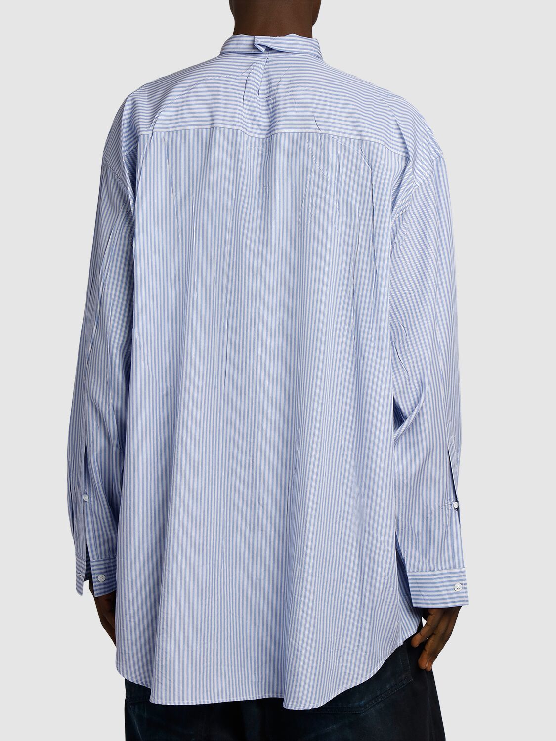 Shop Balenciaga Striped Fluid Poplin Shirt In Blue/white