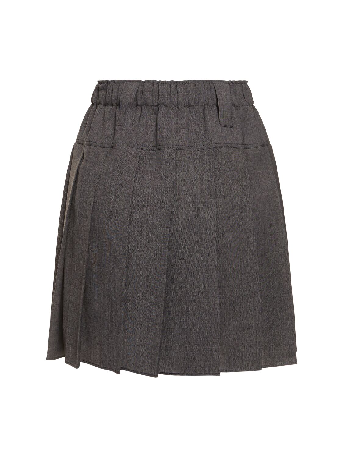 Shop Brunello Cucinelli Pleated Wool Blend Gauze Mini Skirt In Grey