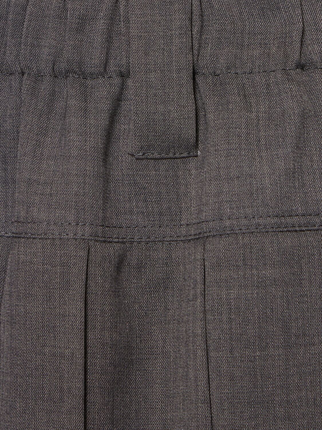 Shop Brunello Cucinelli Pleated Wool Blend Gauze Mini Skirt In Grey