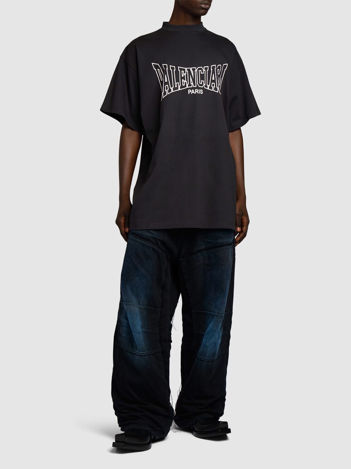 Shop Balenciaga Boxing Vintage Cotton T-shirt In Washed Black