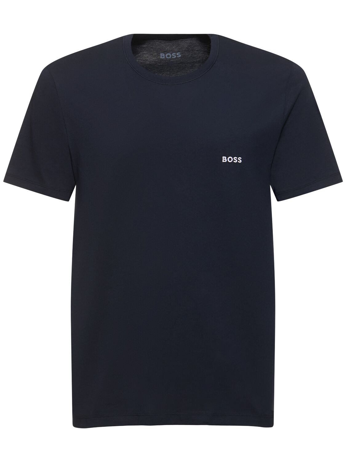 Shop Hugo Boss Pack Of 3 Cotton Crewneck T-shirts In White/black/blue